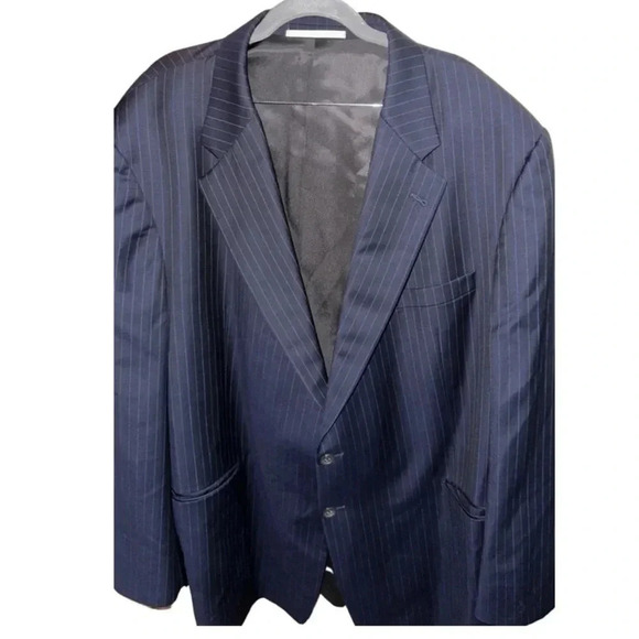 Burberry Blue Pinstripe Wool Blazer Suit Jacket Size 54 Regular - Picture 1 of 10